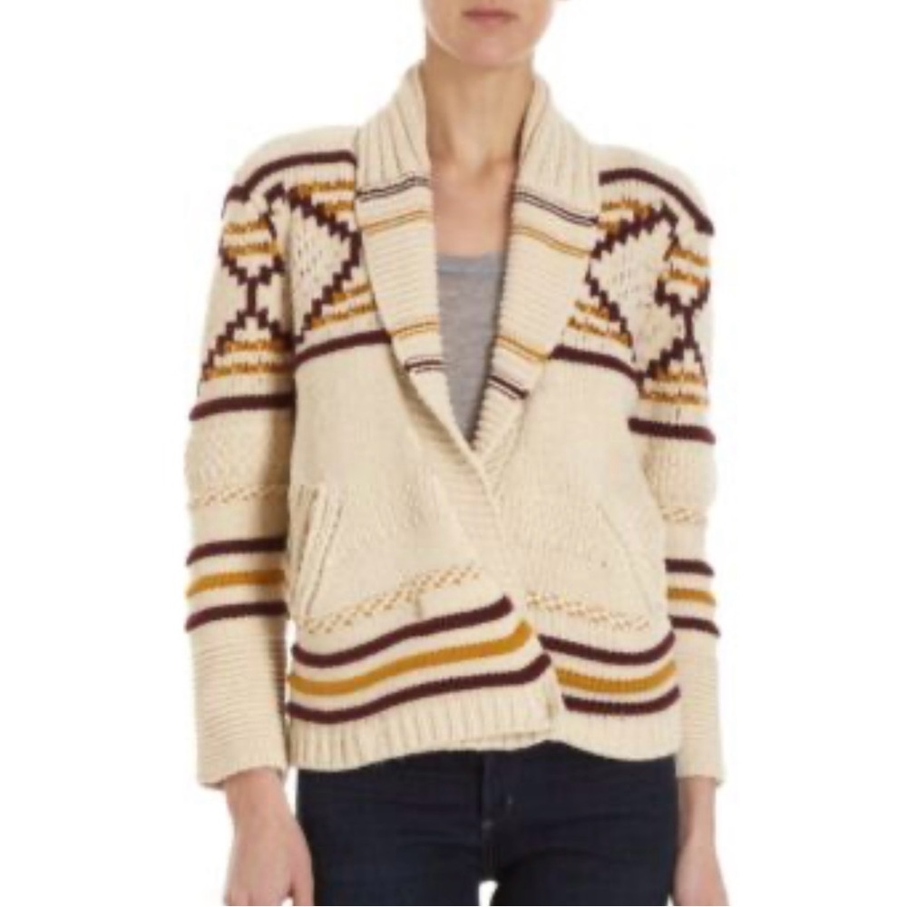 Isabel Marant Cream and Brown Patterned Cardigan